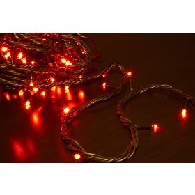Светодиодная нить 10м, Красная (Плей лайт), 100 LED, Черный провод