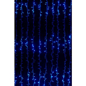 Светодиодная гирлянда водопад 2х3м, Синий (Плей лайт), 600LED, Прозрачный провод