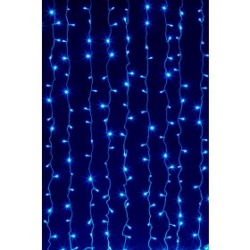 Светодиодный занавес 2х3м, Синий (Плей лайт), 600 LED, Прозрачный провод