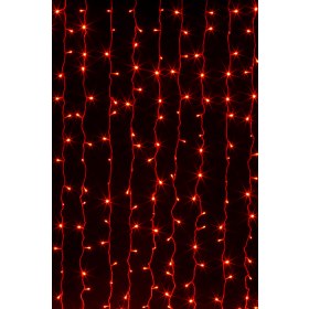 Светодиодный занавес 2х3м, Красный (Плей лайт), 600 LED, Прозрачный провод